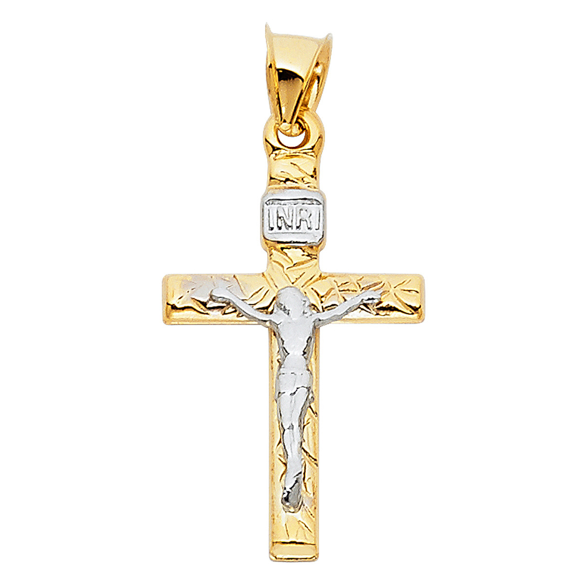 Gold – 14K Real Yellow White Gold Crucifix Cross Religious Pendant Men Women