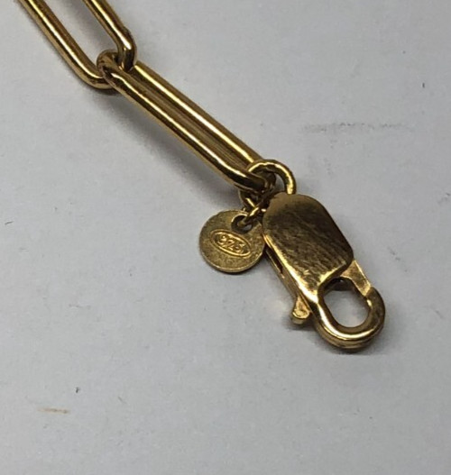 Gold Vermeil Sterling Silver Paperclip ID: Poopy Diamond Necklace 20.5″ [065GRA]