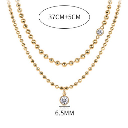 1.5CT Round Cut Moissanite Ball Bead Chain Necklace 14K Gold Plated for Women