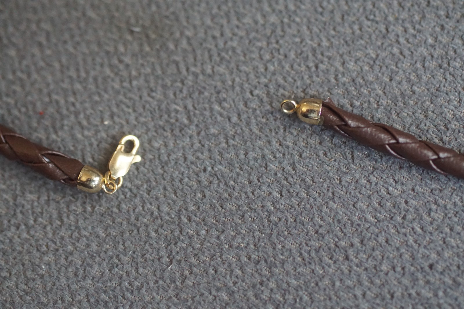 14KT Yellow Gold 5mm Brown Braided Leather Cord Necklace 17 1/2″ NEW