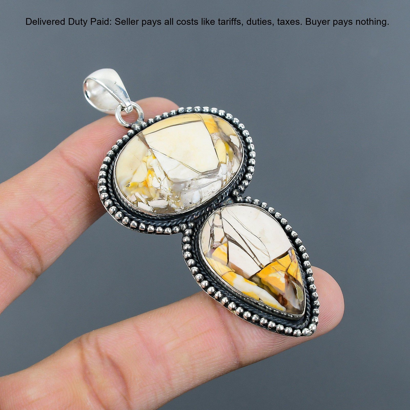 Brecciated Mookaite Gemstone Anniversary Vintage Pendant Jewelry Sterling Silver