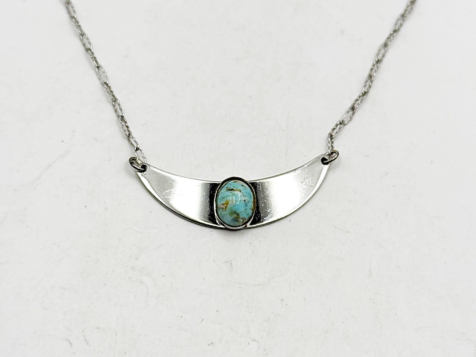 Dane Craft Turquoise Moon Sterling Sliver 925 Necklace