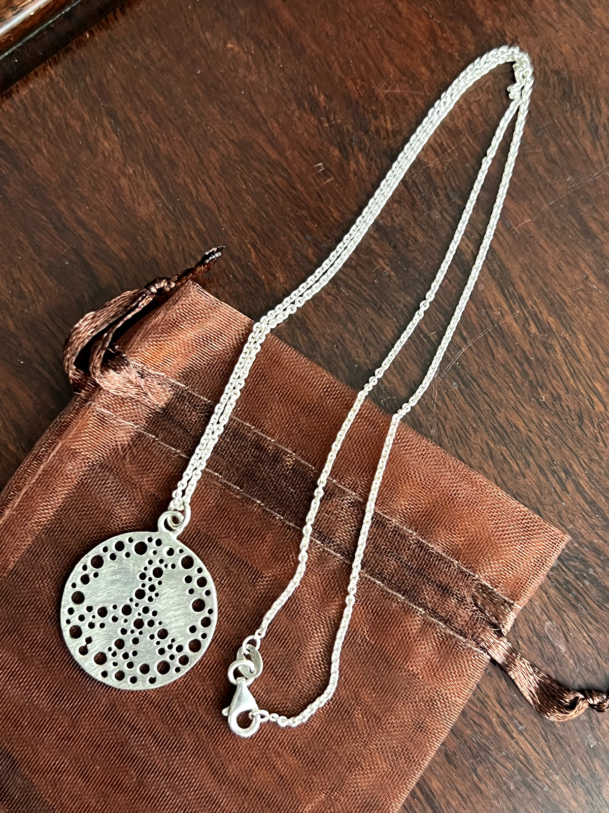 Solid Sterling Silver “925 ITALY” Necklace Abstract Pendant Male/Female/18″ L/6g