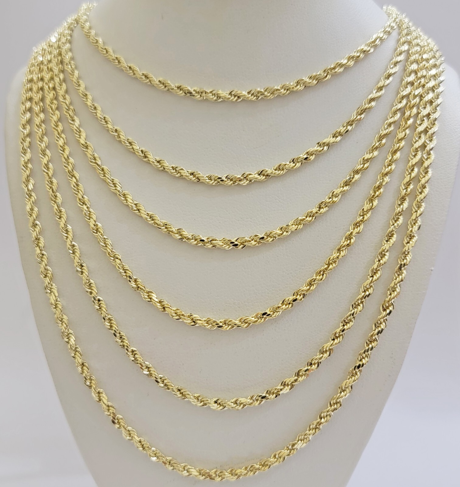 Real 14k Yellow Gold Rope Chain Necklace 18″-26″ 3mm Diamond Cut 14kt Men Women
