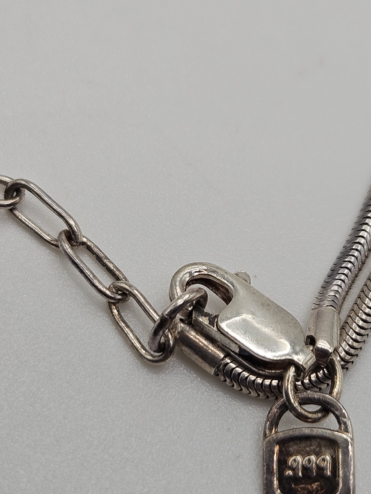 Vintage USA .999 Ultra Fine Silver Snake Chain Necklace