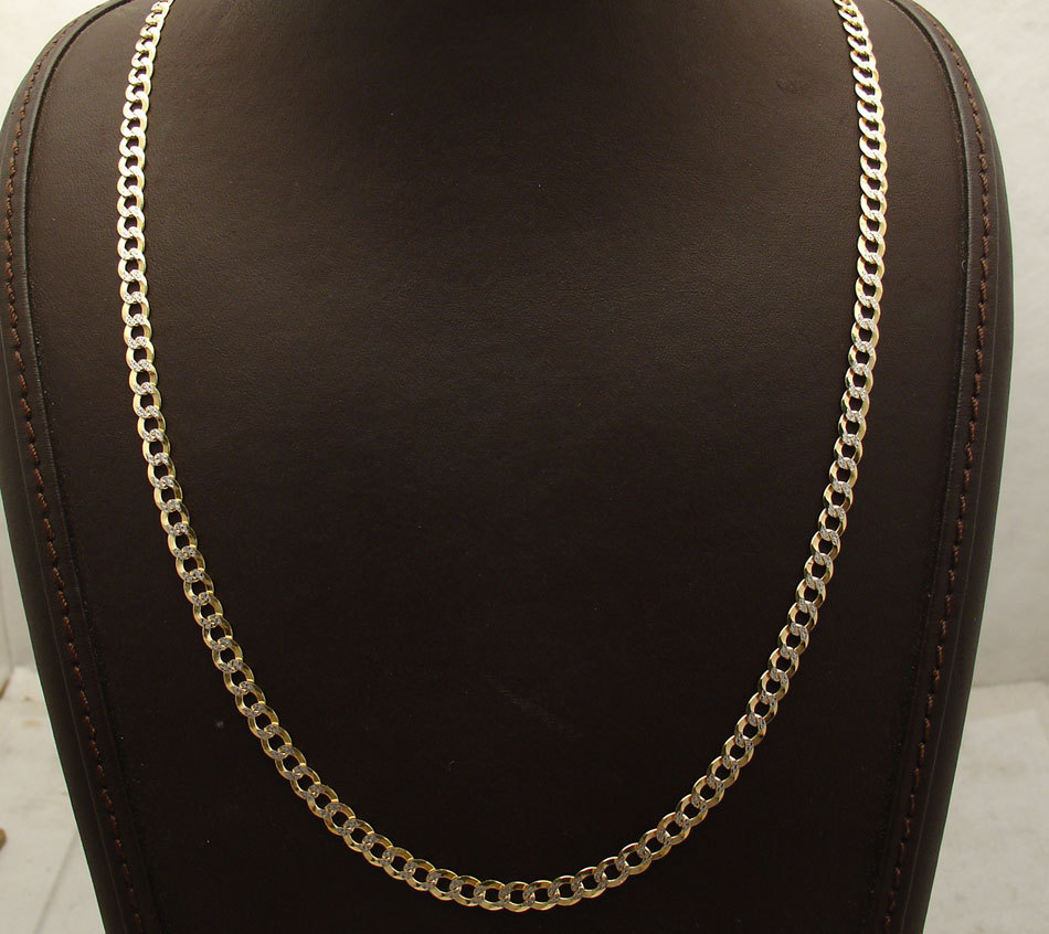 4.8mm Solid Miami Cuban Curb Link Pave Chain Necklace Real 14K Yellow White Gold