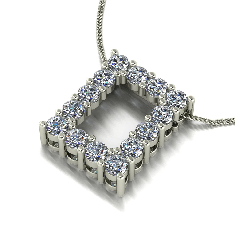 Diamond Womens Pendant GLI HRD Round 0.80 Ct Lab Created 18k White Gold Necklace