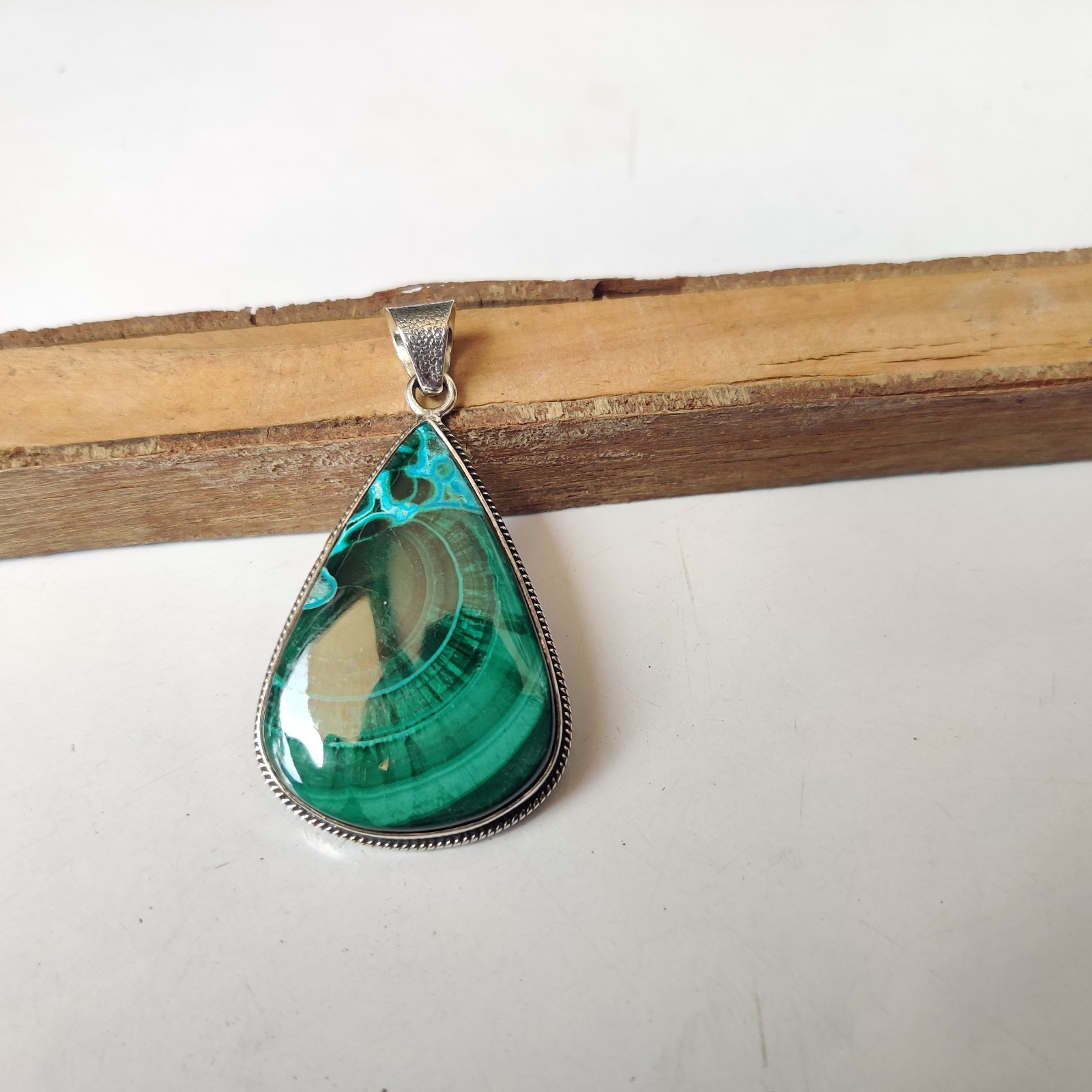 Azurite Malachite Gemstone Pendant 925 Sterling Silver Wedding Gift Item BT900