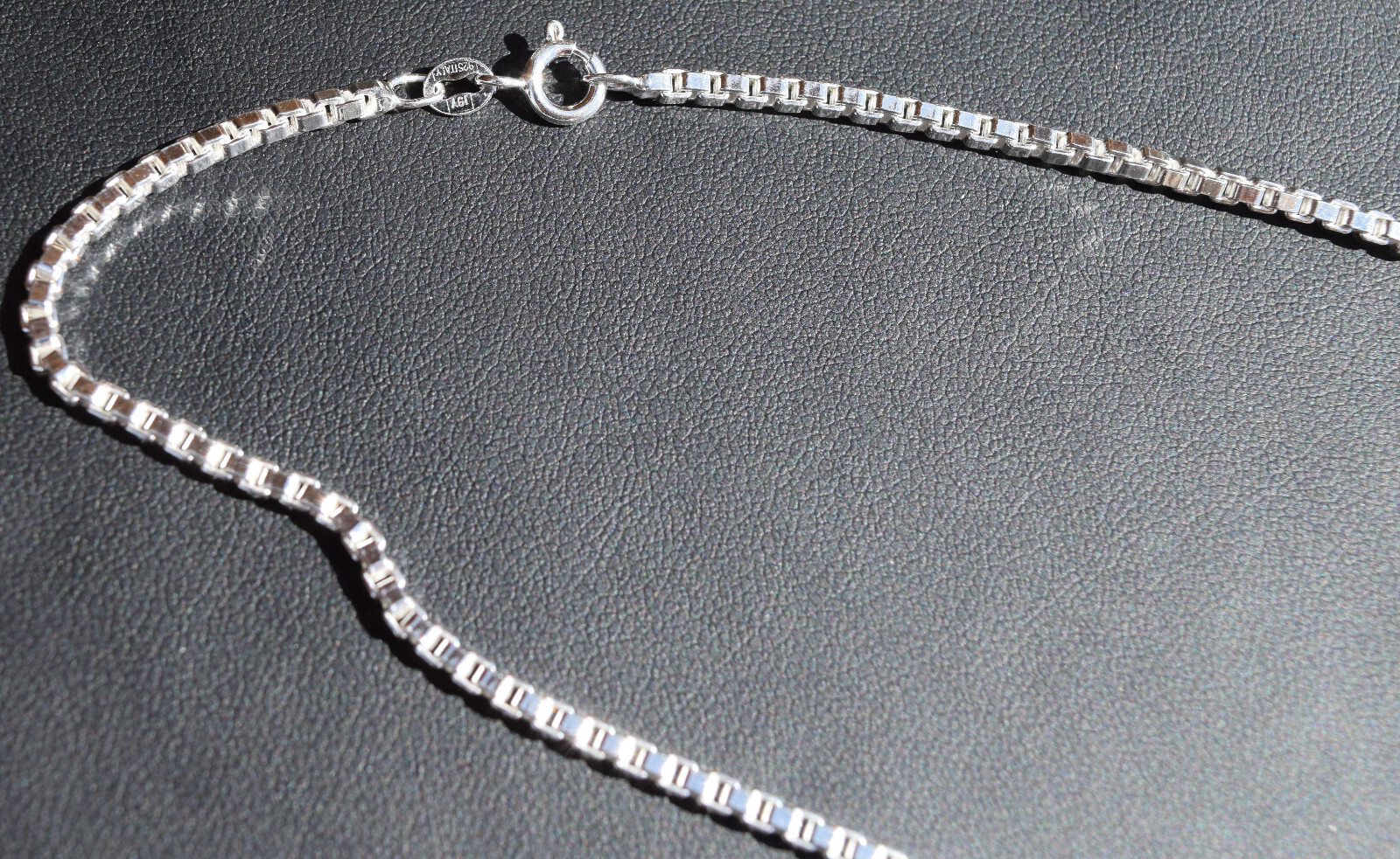 2.4mm Box Chain Italian 925 Sterling Silver Chain 16″ with Spring Ring Clasp