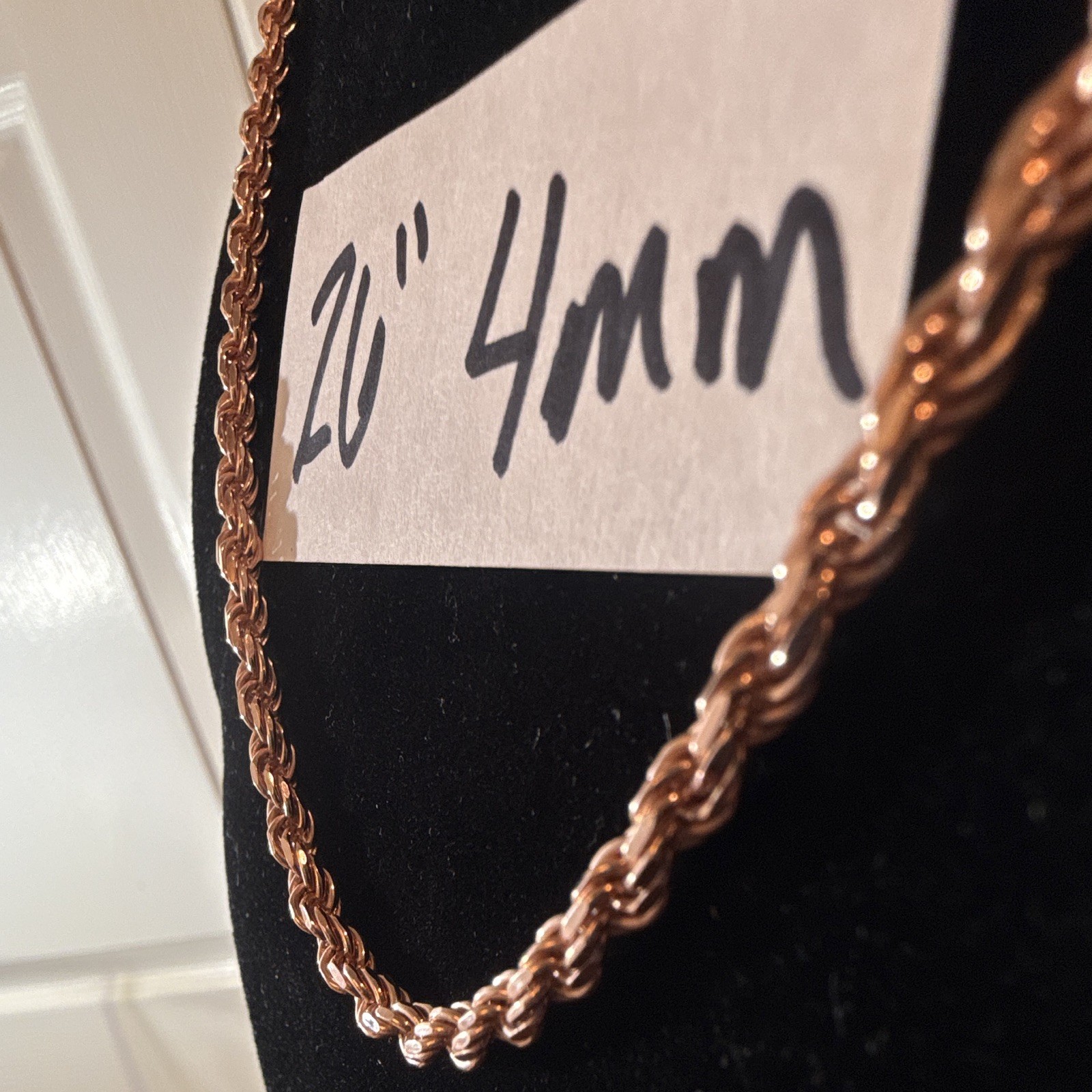 4mm 26” Diamond Cut Rope Chain SOLID 925 Sterling Silver (32g) Rose Gold Over