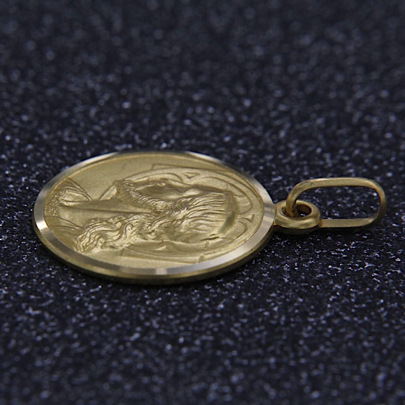 18k Solid Yellow GOLD Jesus Christ Head Face Protect Us Unoaerre Pendant Medal
