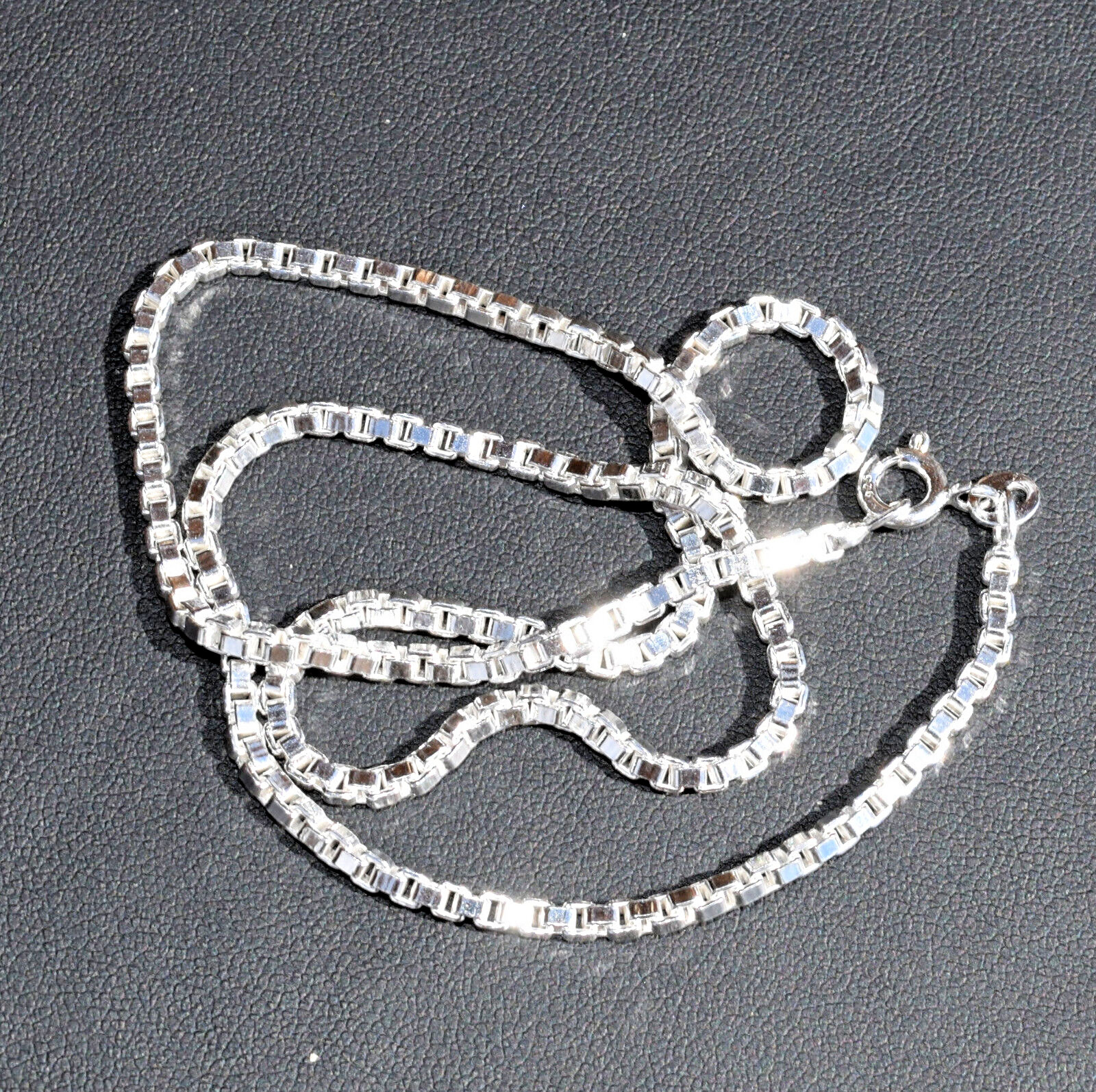 2.4mm Box Chain Italian 925 Sterling Silver Chain 16″ with Spring Ring Clasp