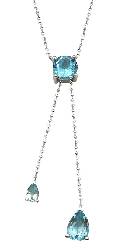 CYBER MONDAY DEAL- Sterling Silver Blue Topaz Y Lariat Necklace –