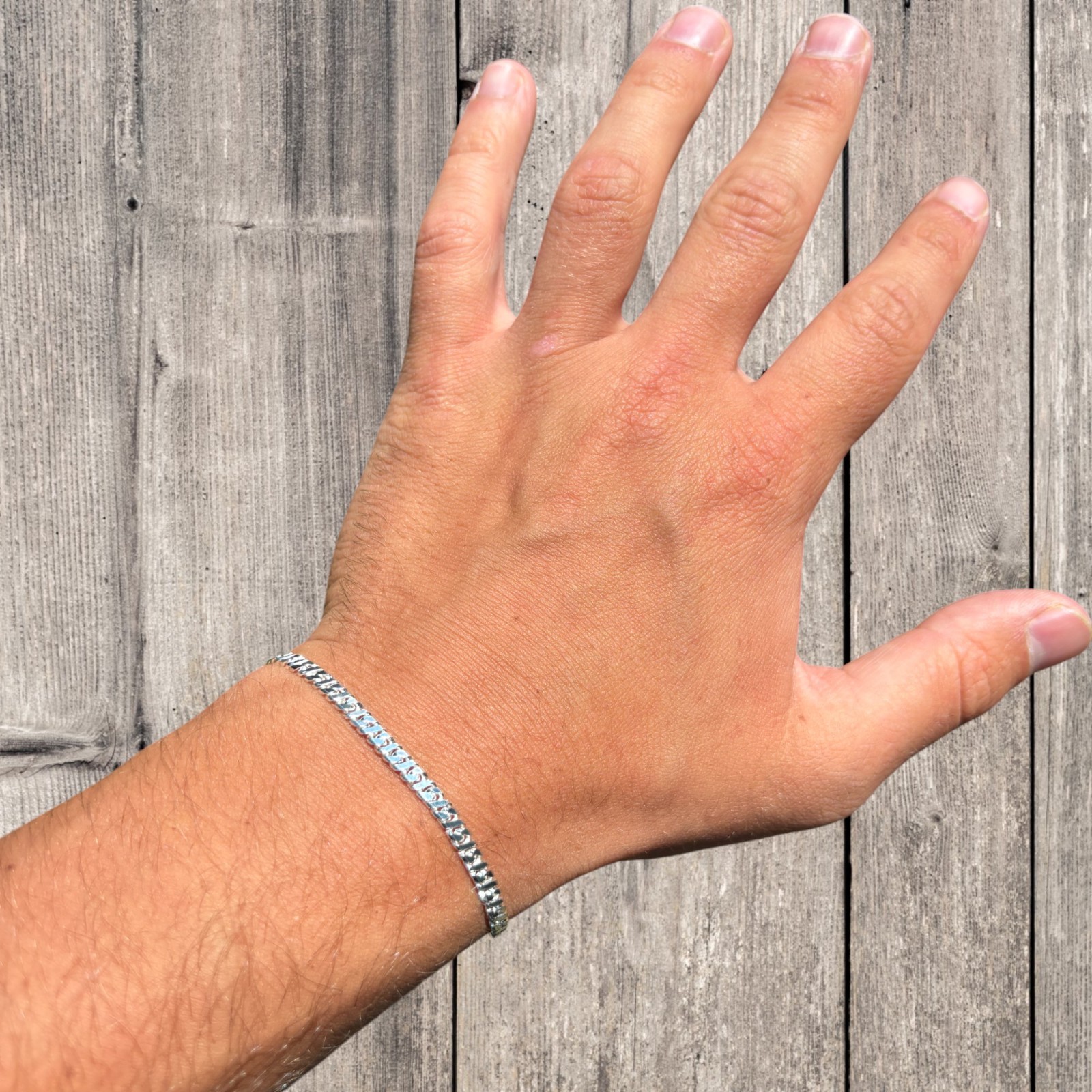 3.5mm Dollar Link Bracelet – Real Solid 925 Sterling Silver MADE IN ITALY