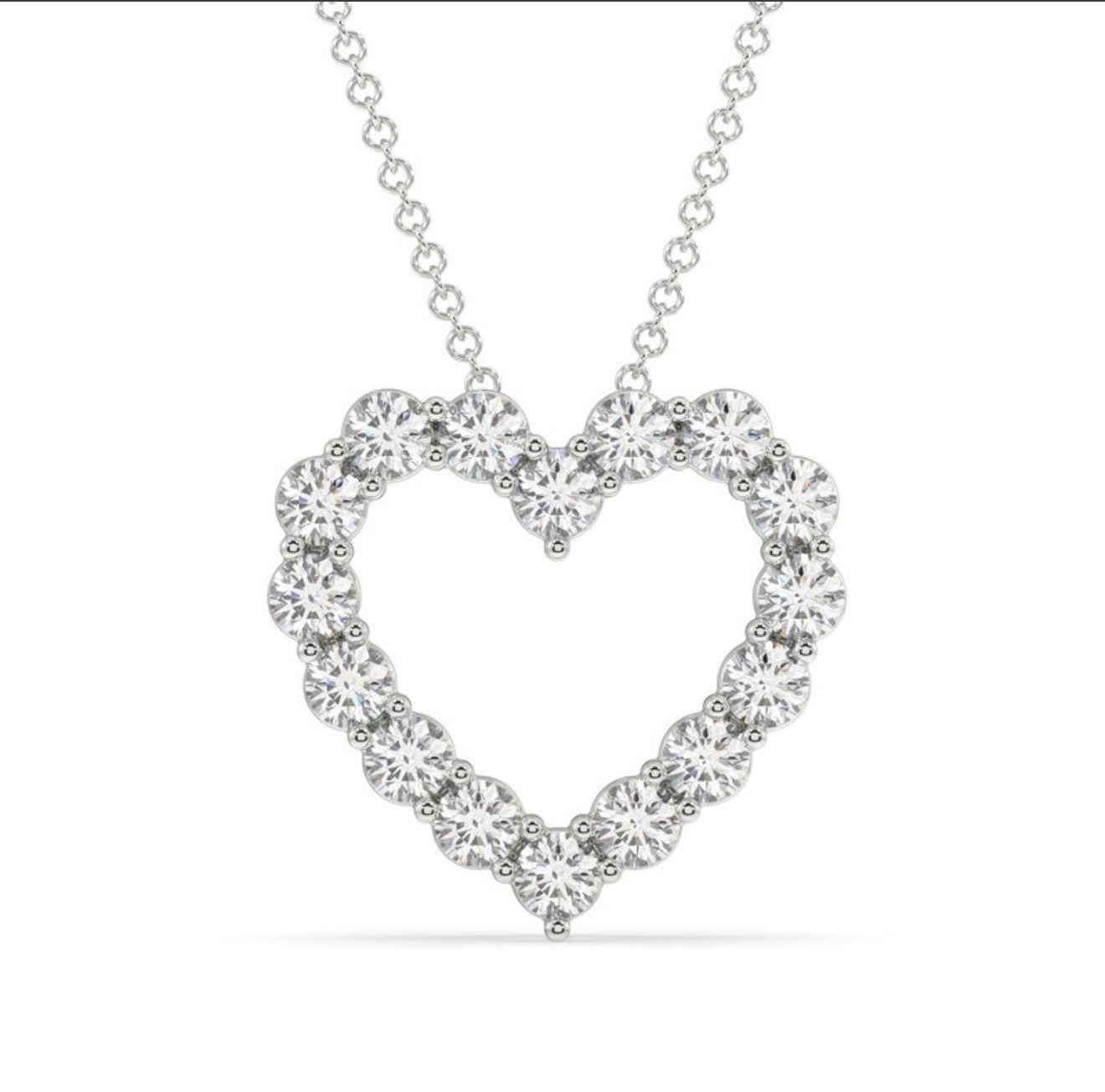 1.00 CTW F/VS+ 925 Sterling Silver Lab Grown Diamond Heart Pendant Necklace