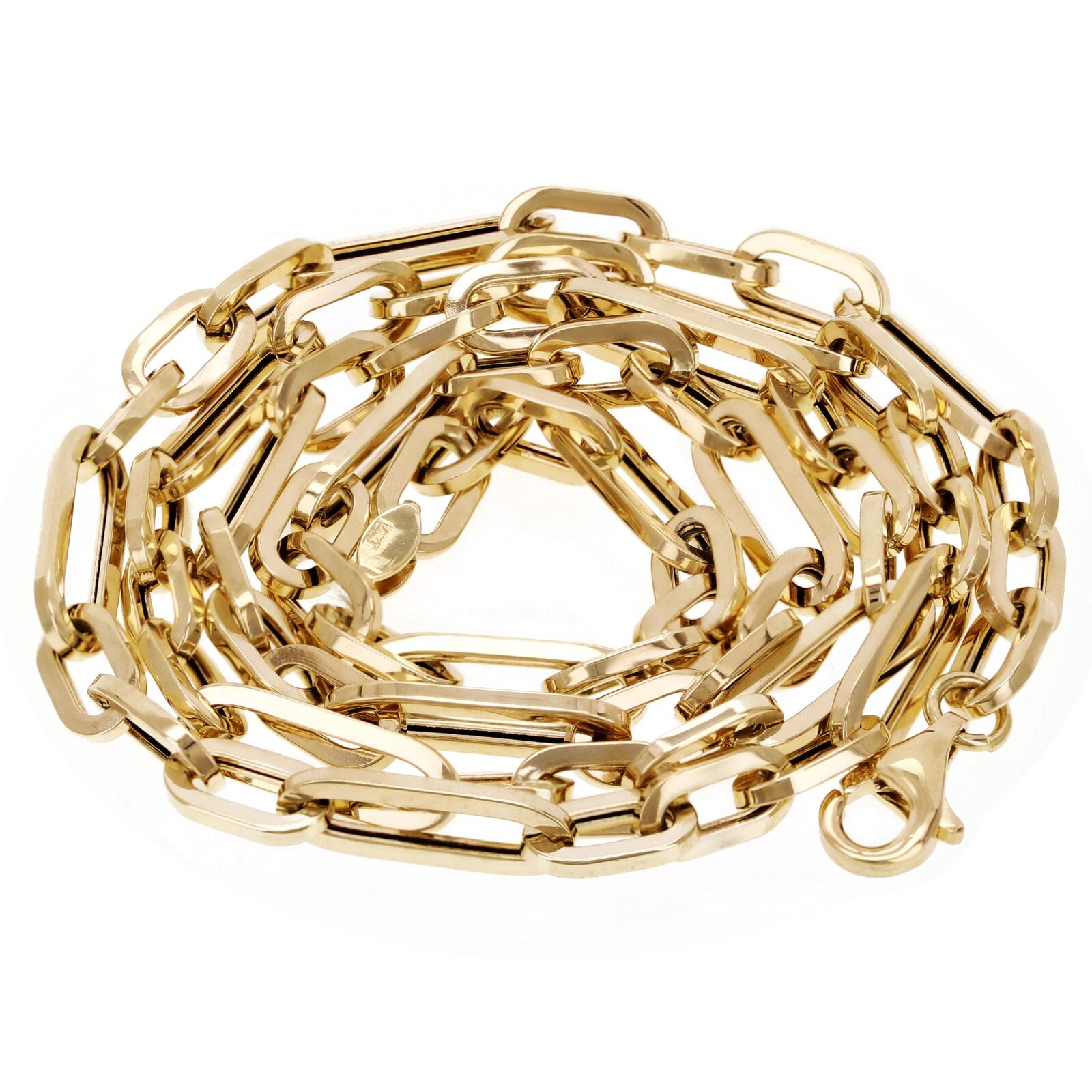 Italian 14k Yellow Gold Hollow Paper Clip Chain Necklace 17.75″ 4.2mm 6.4 grams