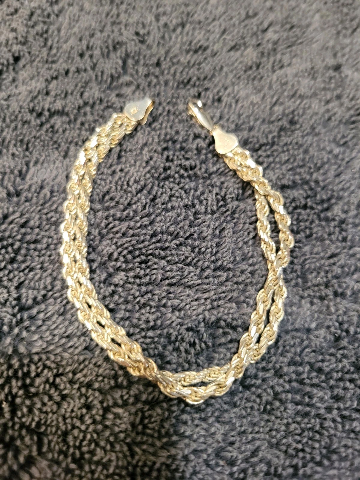 Italian Sterling Silver 7 Inch Double Rope Chain Bracelet