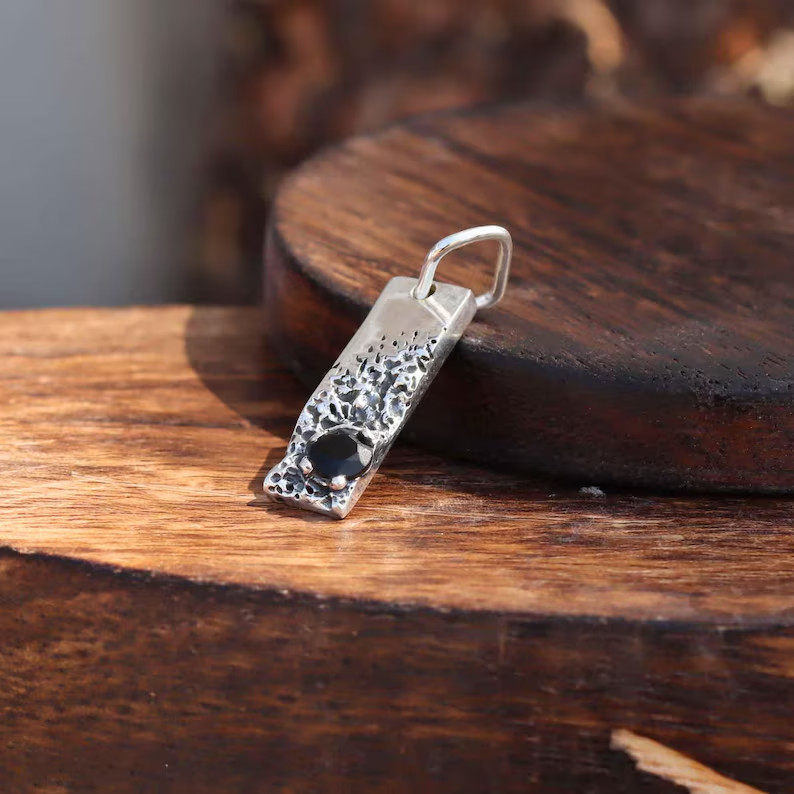 Handmade Black Onyx Pendant: 925 Sterling Silver Gemstone Jewelry Gift For Love