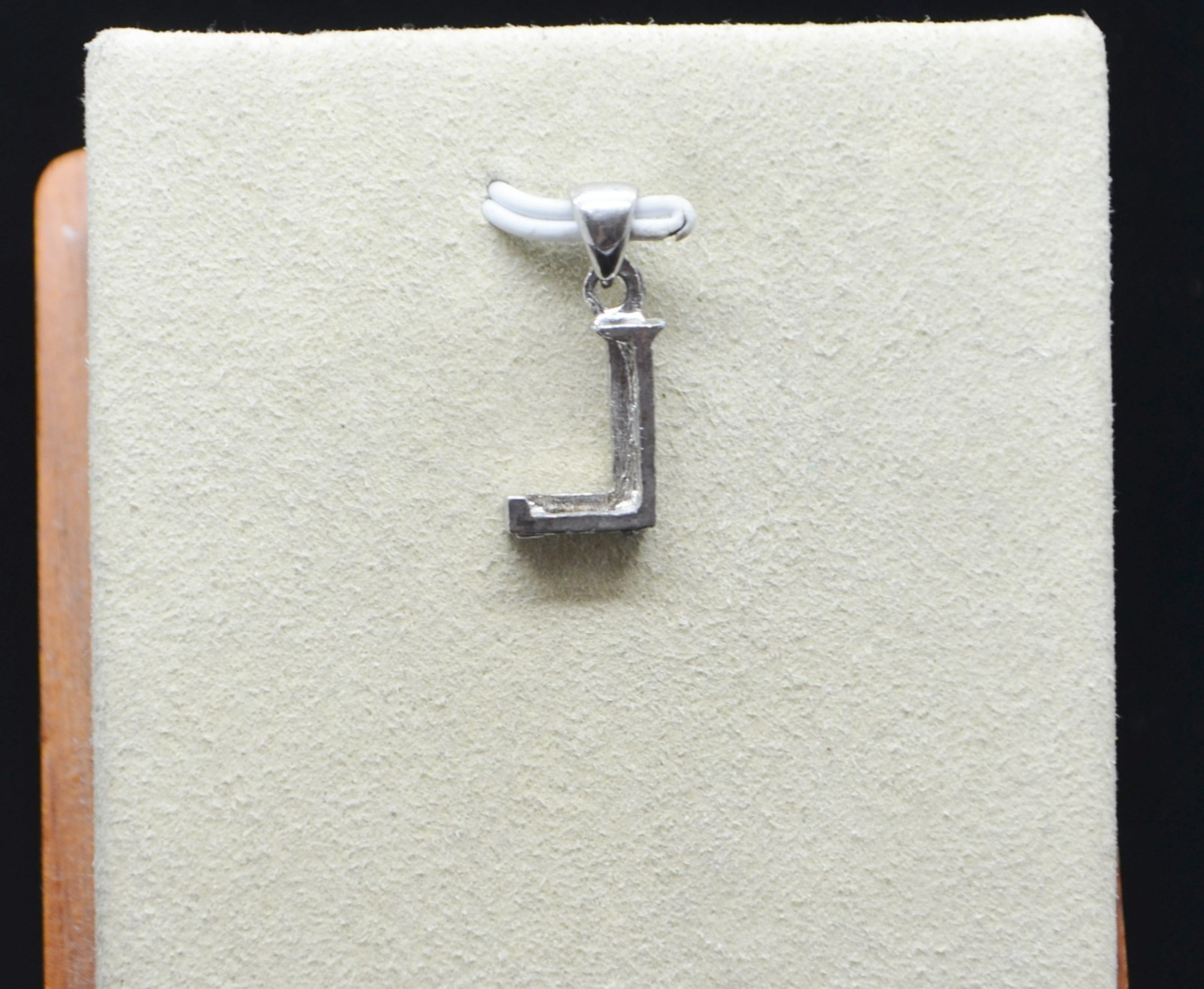 Sterling Silver Clear Gems “L” Shaped Pendant / Charm #FMH127