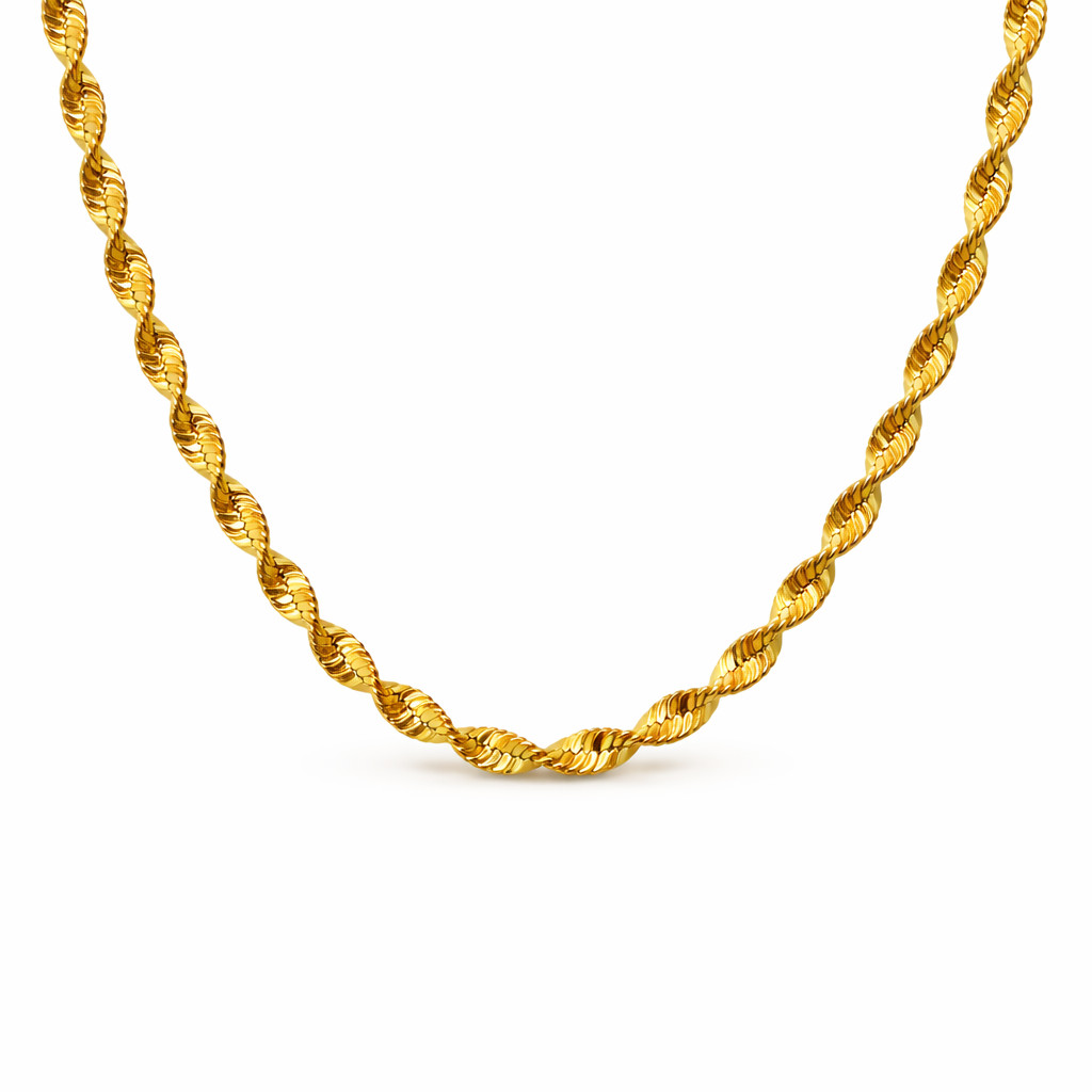 Italian 1/200 14K Yellow Gold Oro Twisted Rope Chain Cadena Men Women mm in