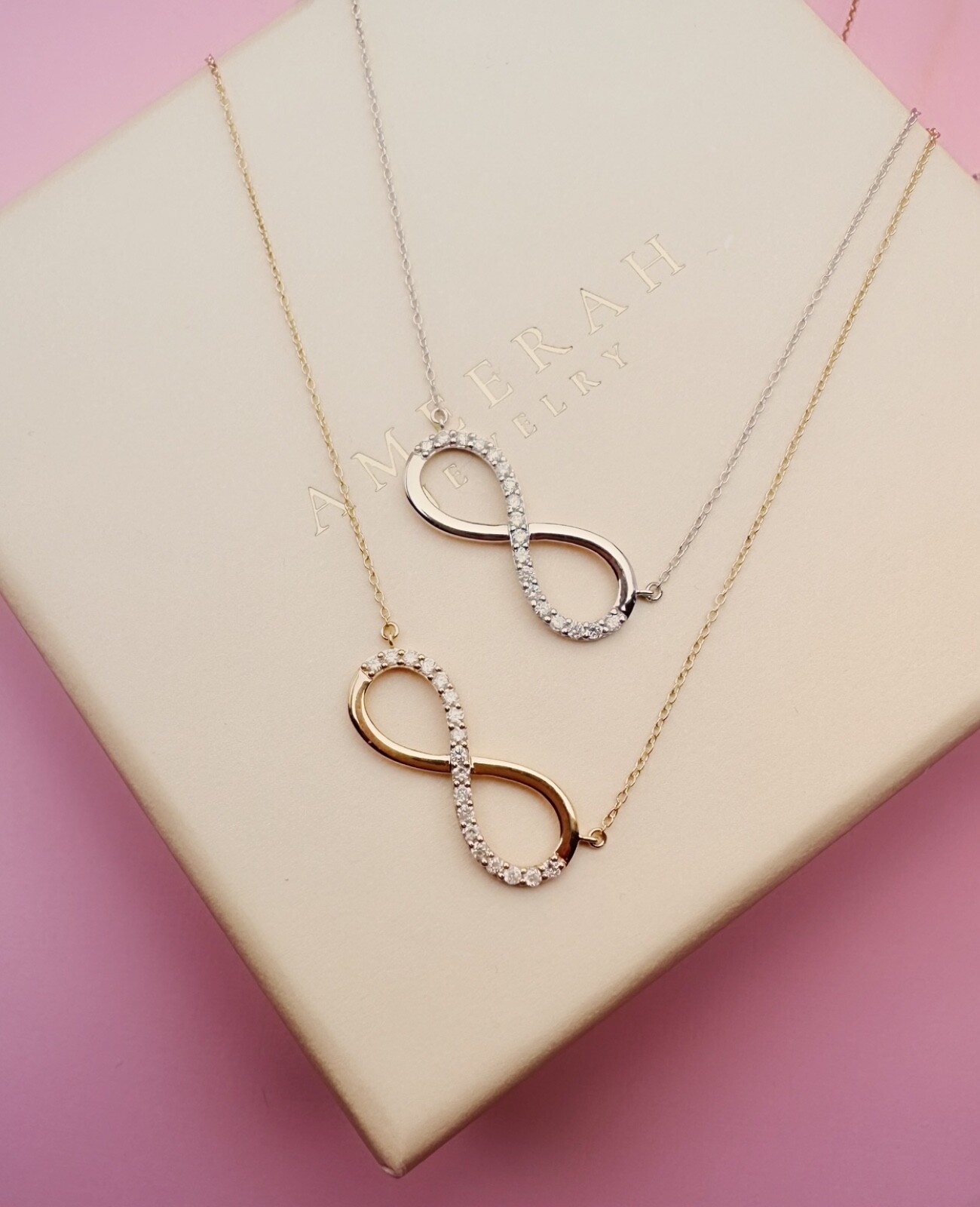 18K Solid Gold Infinity Diamond Necklace 0.20CT VS Dainty Fine Jewelry Gift