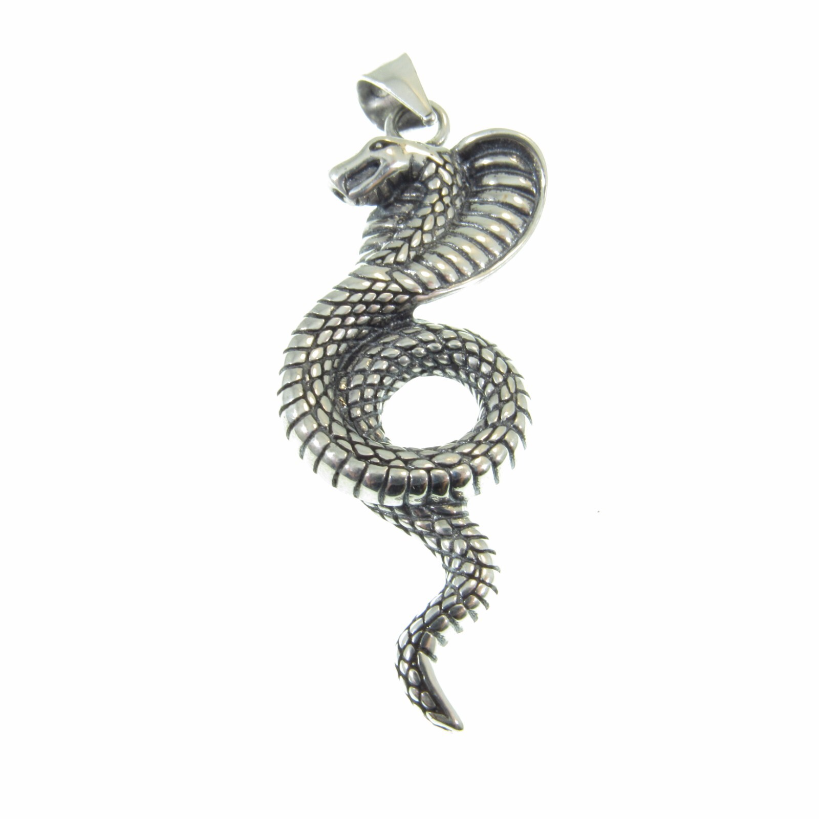 Solid 925 Sterling Silver Cobra Pendant, Mystical Serpent Protection Talisman