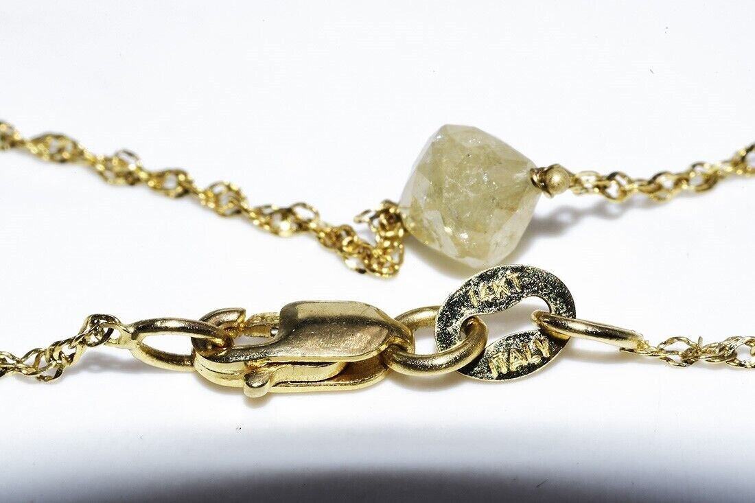 $2,100 .85CT NATURAL FANCY LIGHT YELLOW DIAMOND SOLITAIRE NECKLACE 14K GOLD