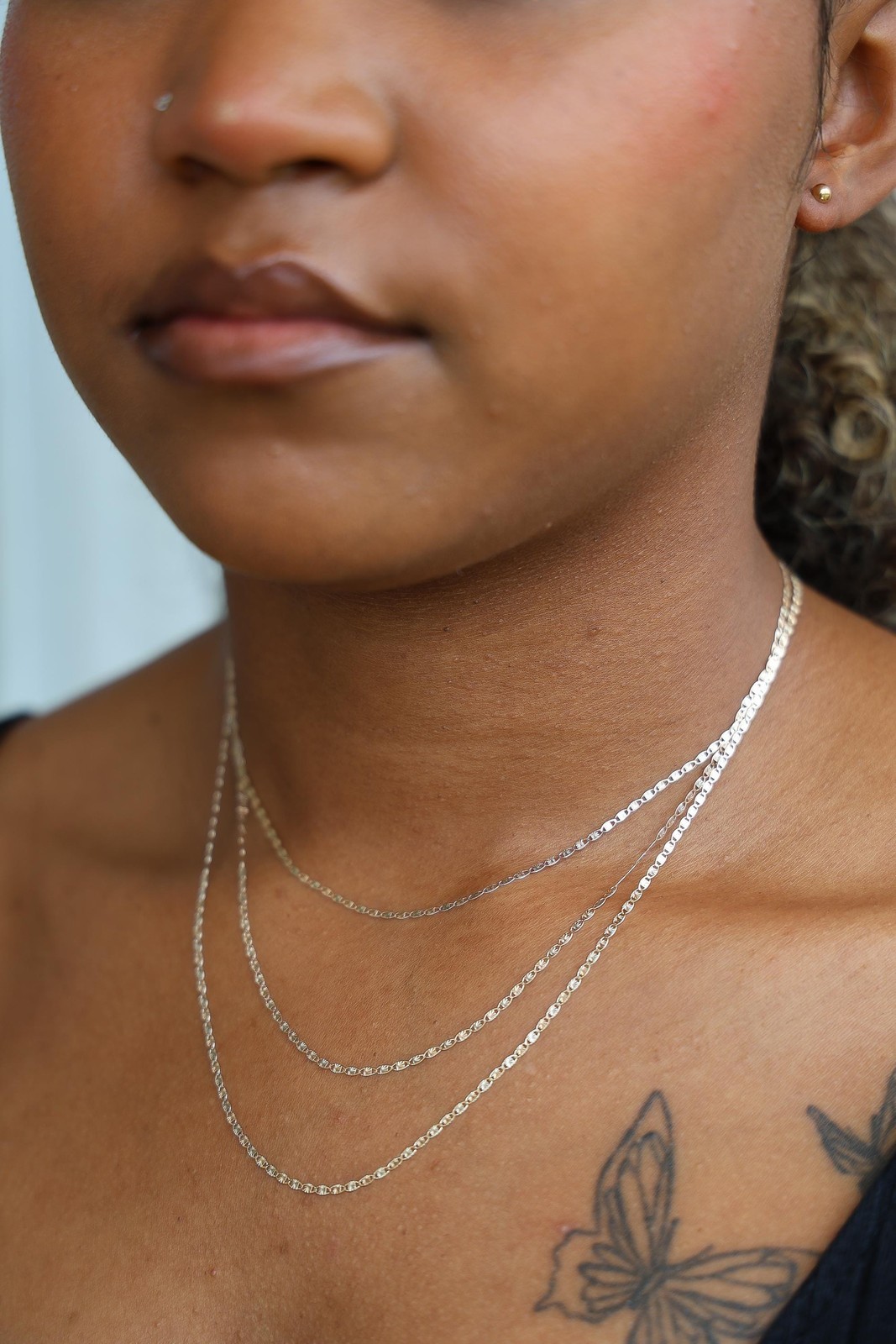 Mariner Chain Necklace 10k Solid Gold Tri-Color Diamond-Cut Valentino Link