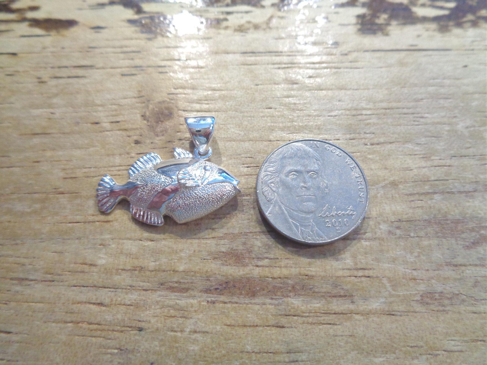26MM SOLID 925 STER SILVER HAWAIIAN HUMUHUMUNUKUNUKUAPUAA TRIGGER FISH PENDANT