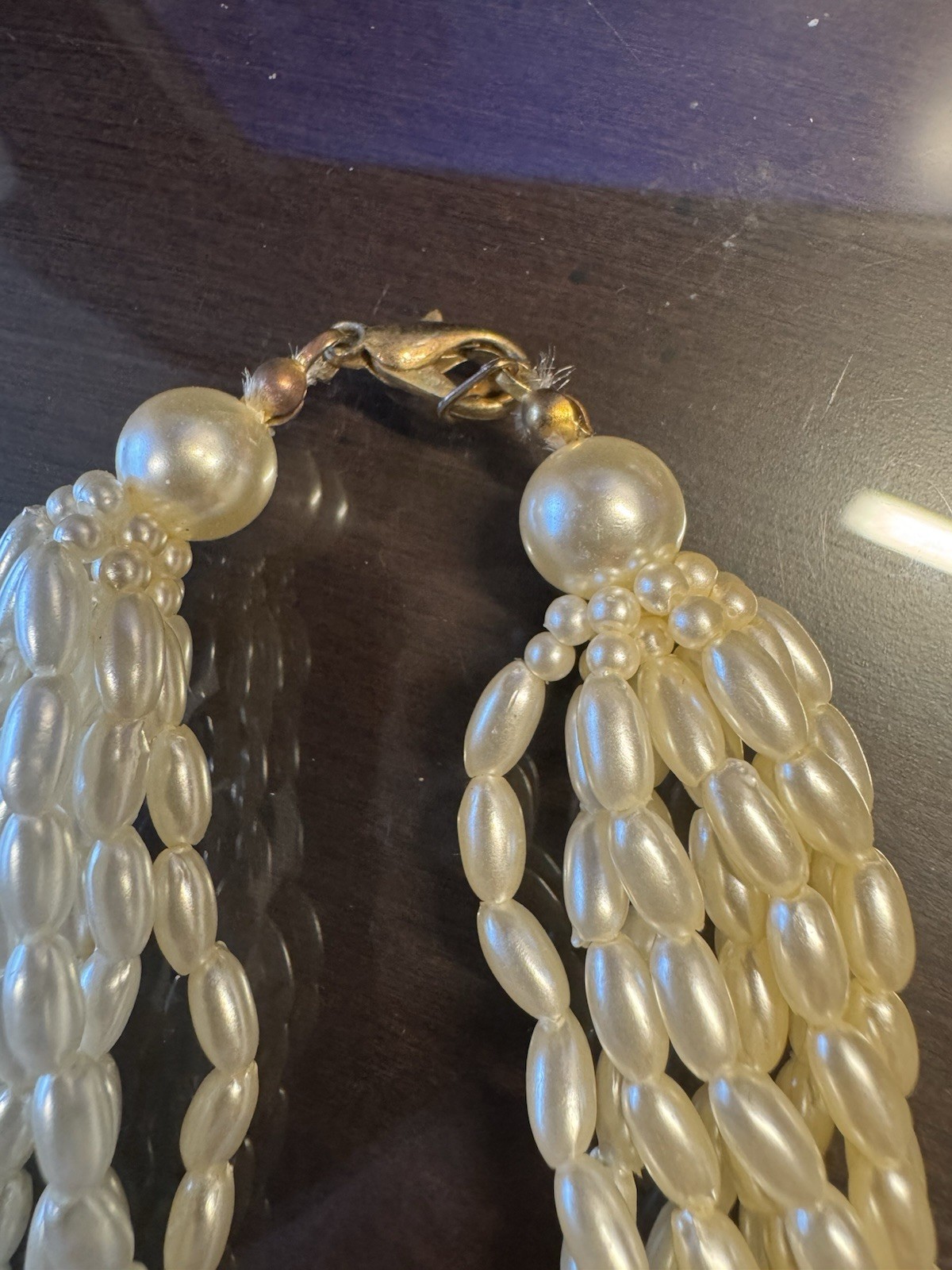 VTG Multi-Strand Freshwater Pearl Necklace 22″ Gold Box Clasp Beaded