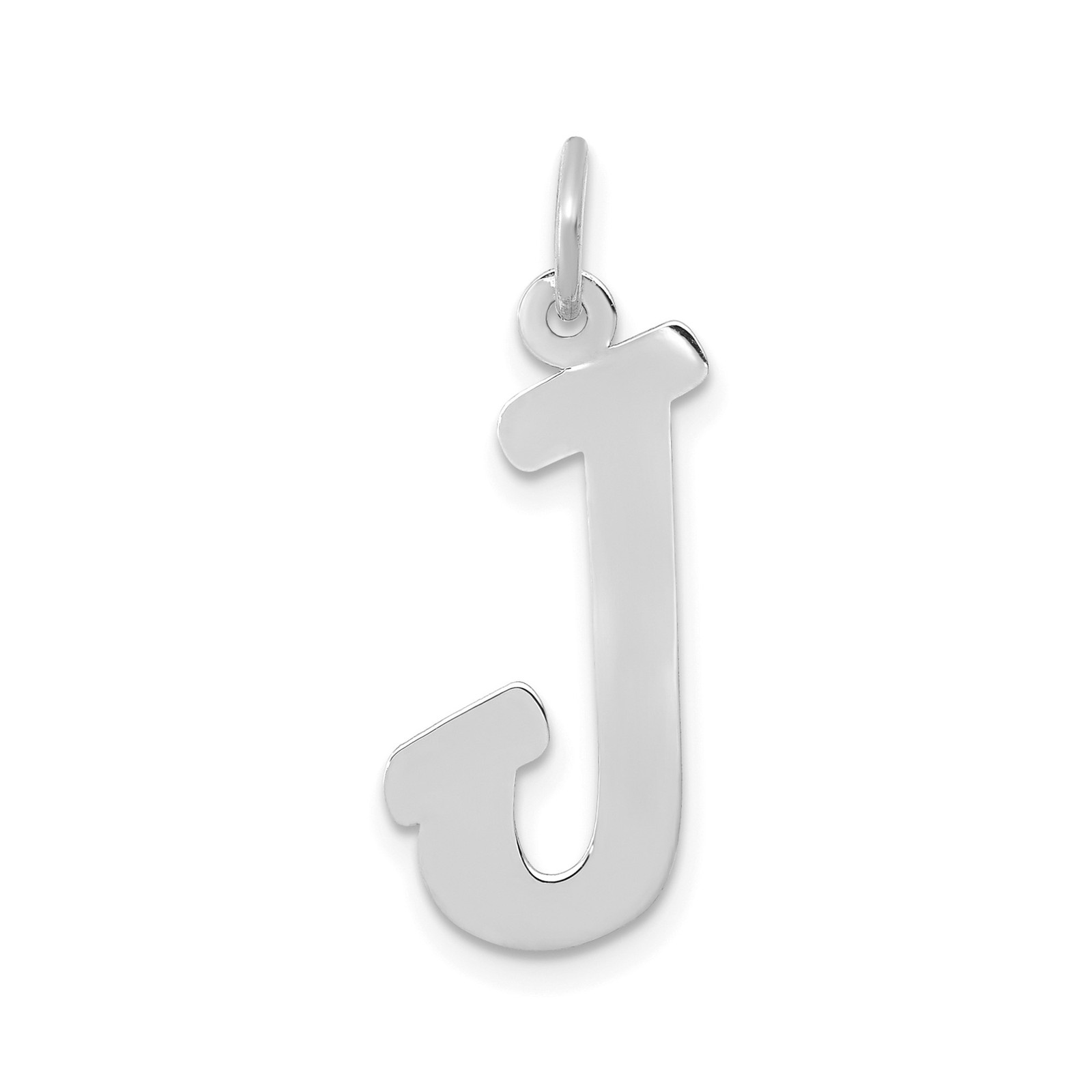 10k White Gold Solid Initial J Block Letter Pendant Charm Polished 17mm