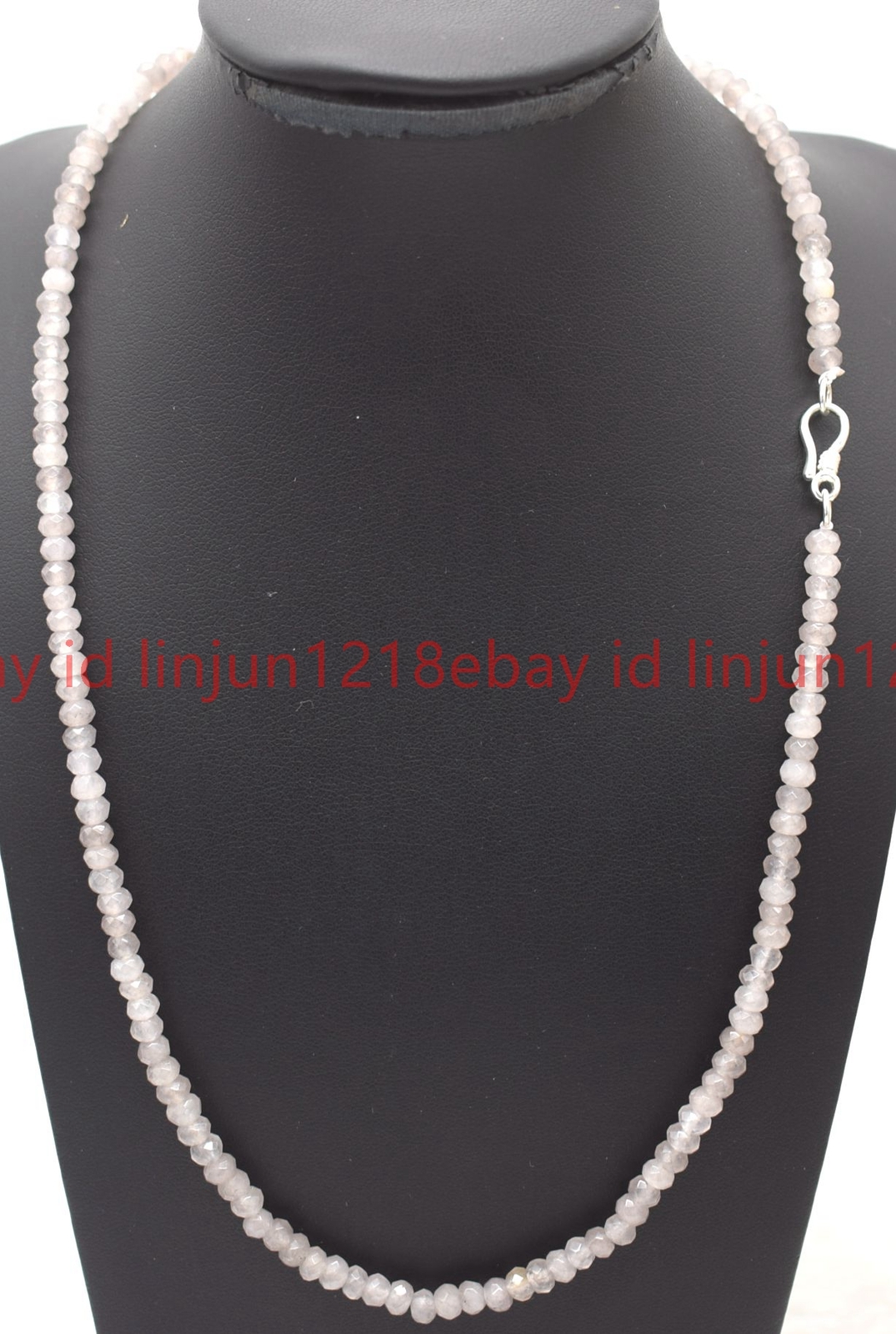 Pretty Natural 2x4mm Faceted Gray Jade Rondelle Gemstone Beaded Necklace 16-28in