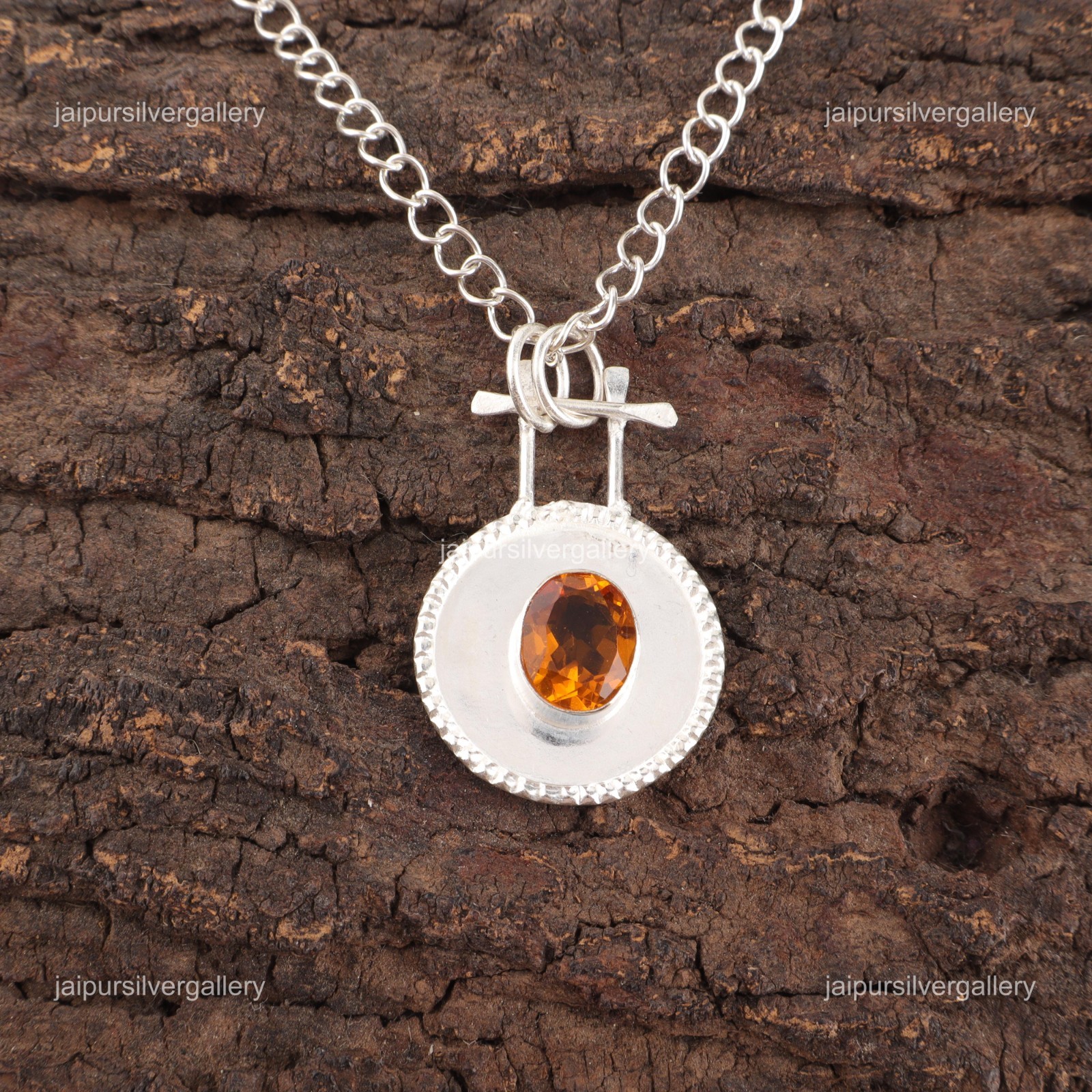 Citrine Gemstone Jewelry 925 Silver Handmade Unique Pendant 1.4″ For Girlfriend