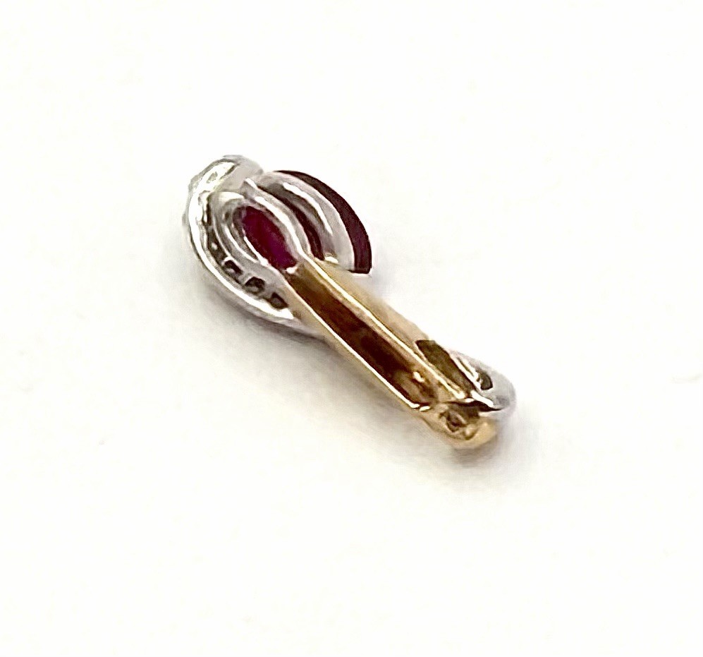 Estate 18K 750 White & Yellow Gold Ruby Diamond / Pendant 1.2g STUNNING!!!