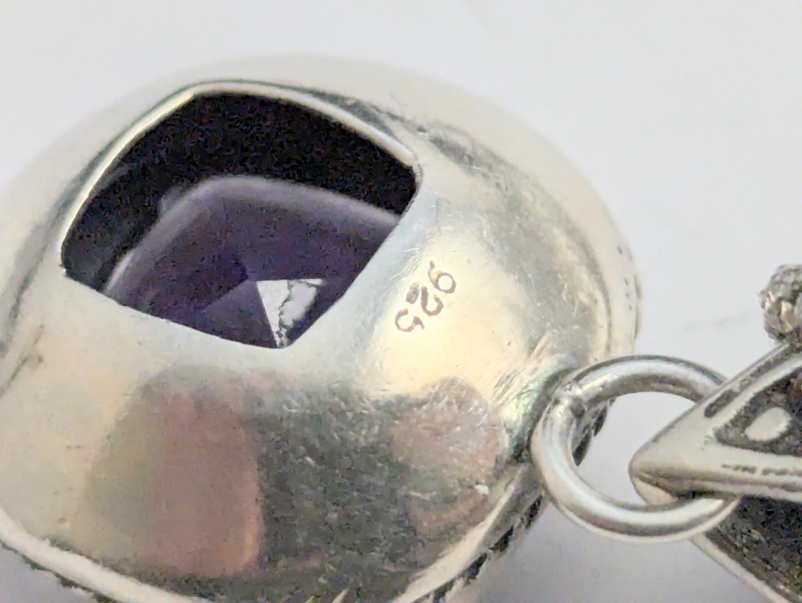 Sterling Silver Cushion Cut Purple Amethyst Filigree Popcorn Link Necklace