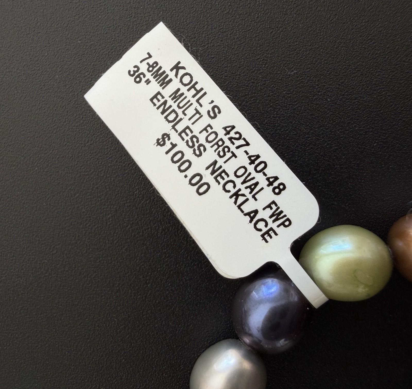 Kohls Freshwater Pearl Endless Necklace 36 In 7-8mm Multi Forest Earth Tone NWT