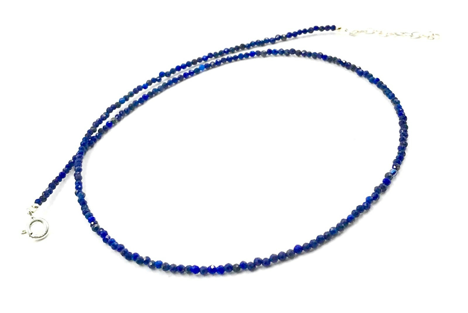Genuine Lapis lazuli Beads Silver Necklace Jewelry Women Handmade USA SELLER