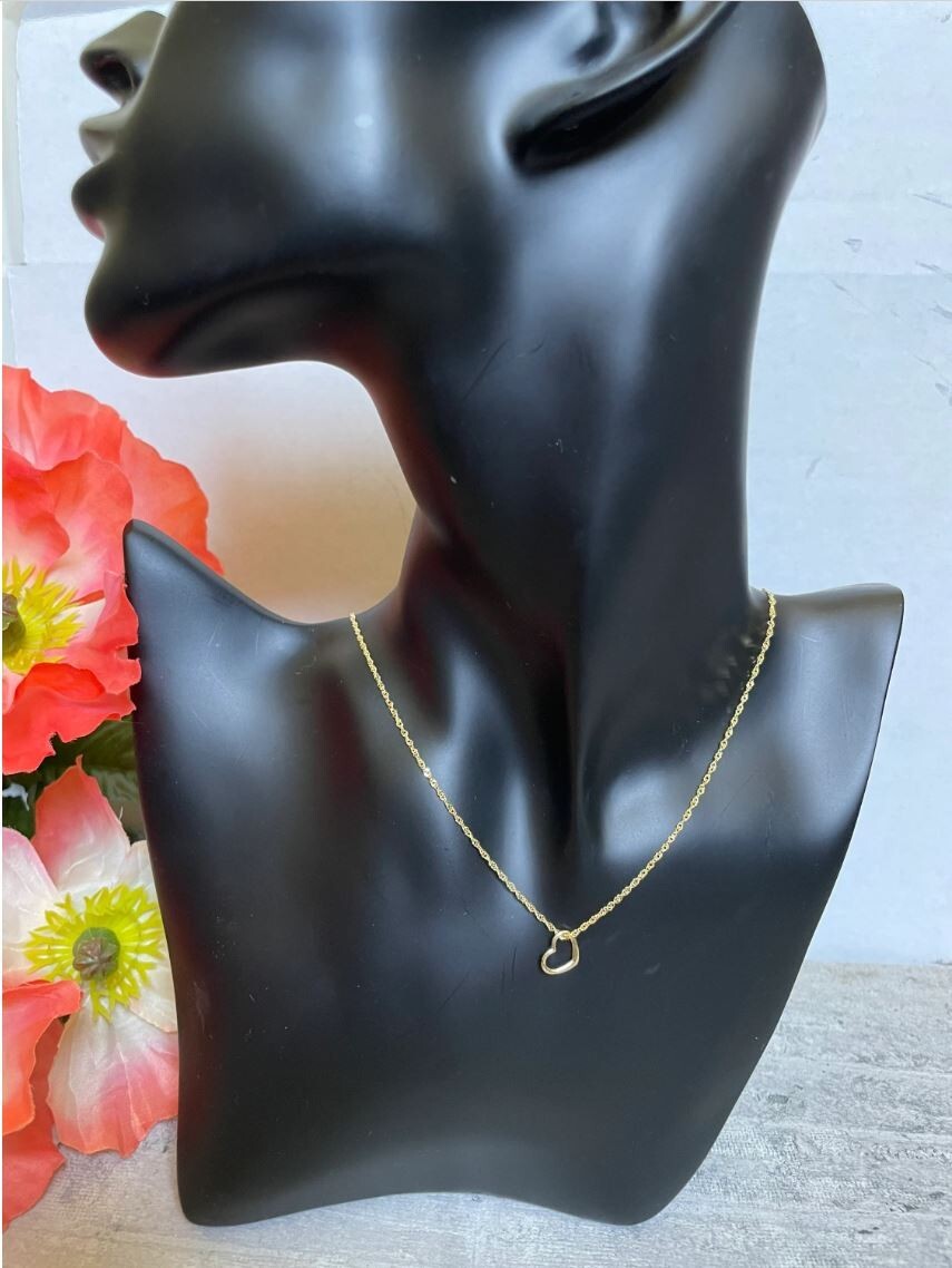 10K or 14K Yellow, Rose or White Solid Mini Floating Heart Slide Charm Pendant