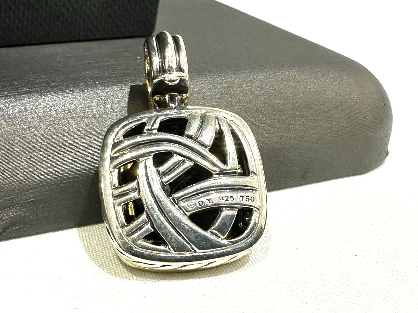 David Yurman 18k Yellow Gold & Sterling Smoky Quartz Diamond Pendant