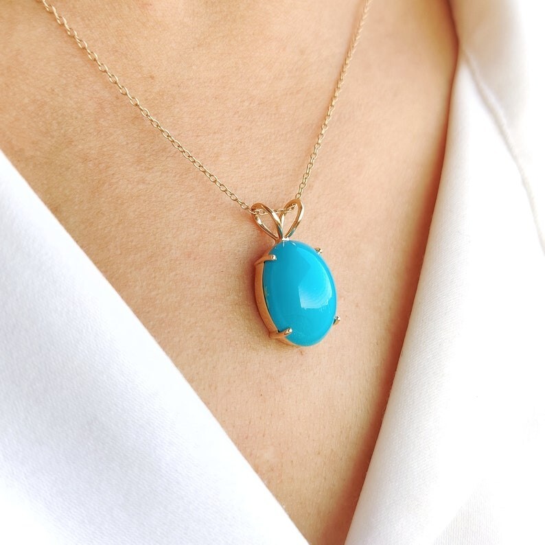 Sleeping Beauty Turquoise Pendant, 925 Sterling Silver Arizona Turquoise Pendant