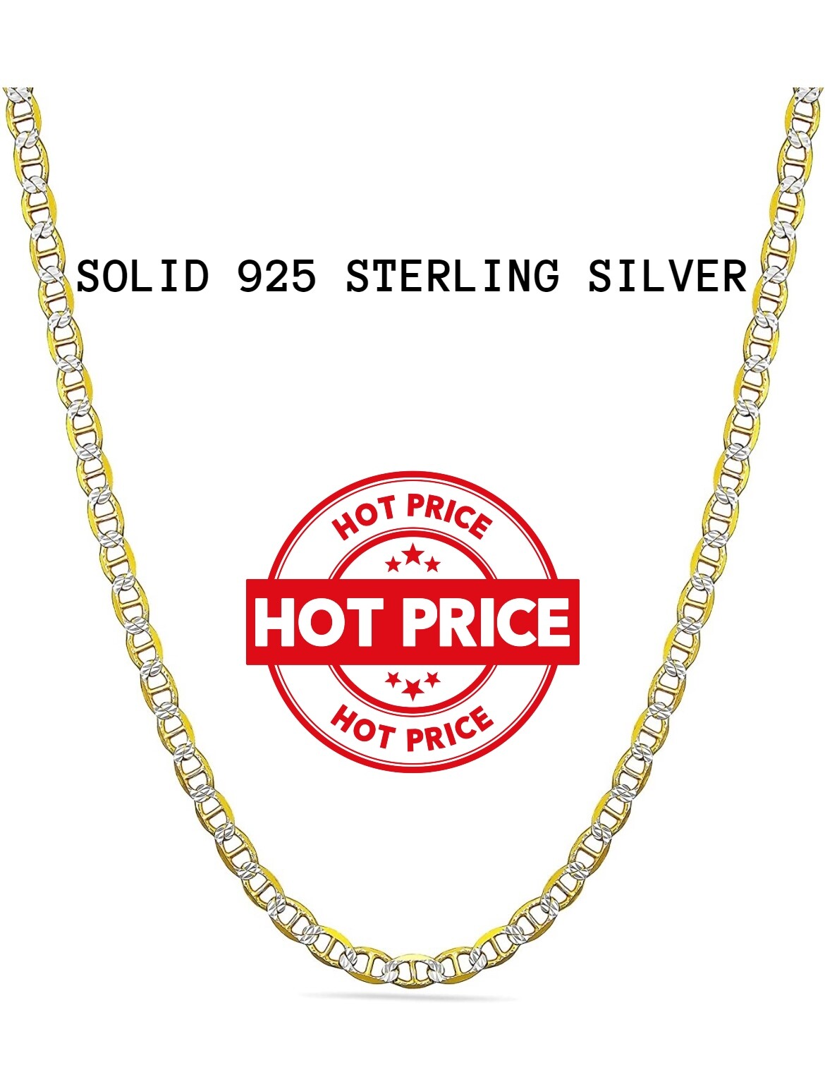14k Yellow Gold Plated Over Sterling Silver Two Tone Anchor Link Chain Necklace