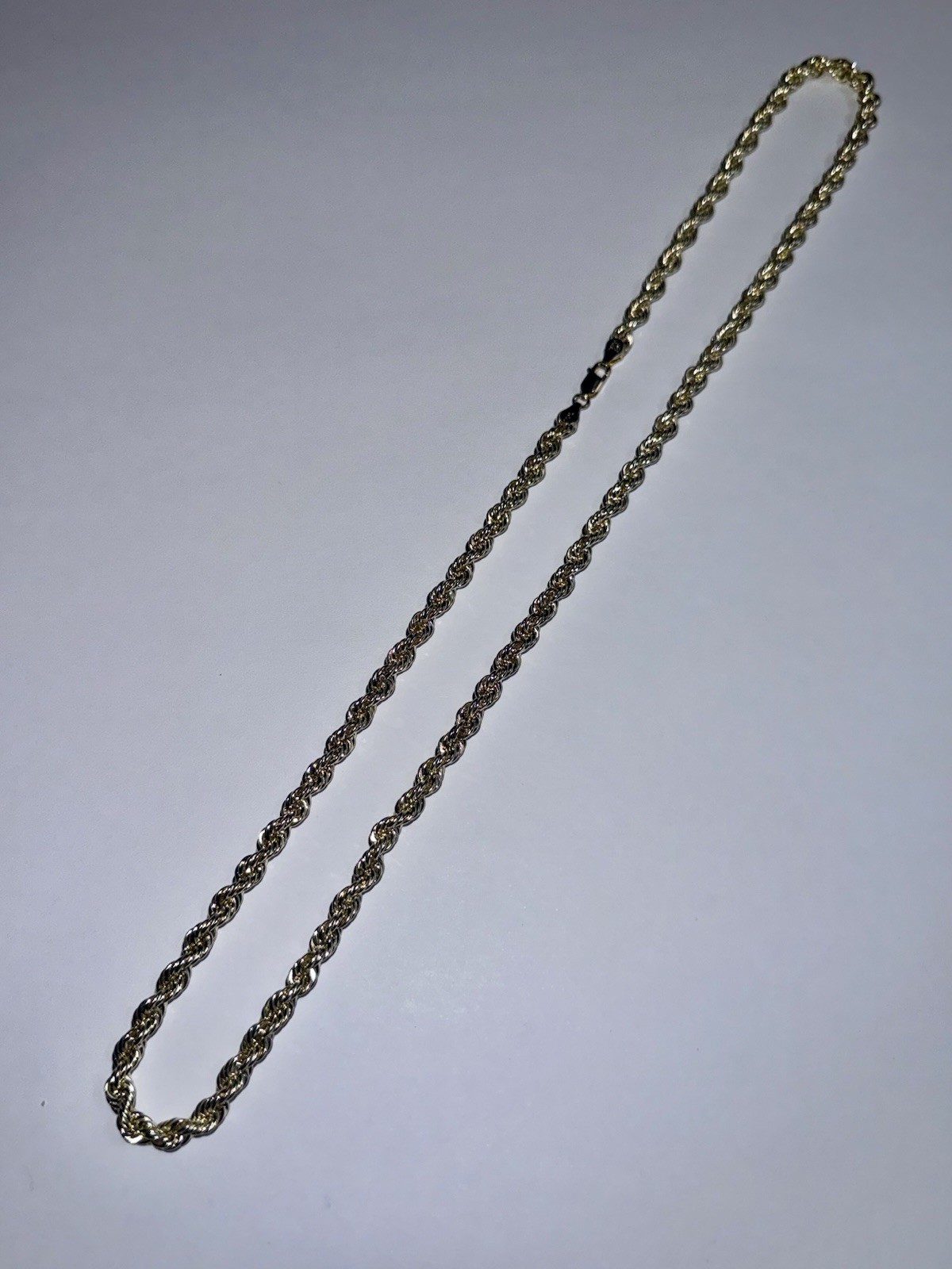 Large Solid 10K Gold Semi-Hollow 4.8mm Rope Chain Necklace 22”