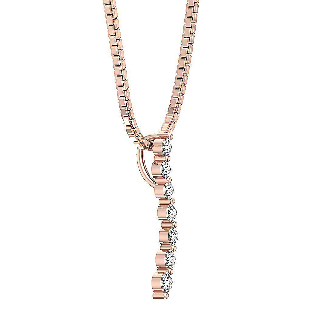 Journey Pendant Necklace I1 G 0.50Ct Genuine Diamond White Gold Prong Set 1 Inch