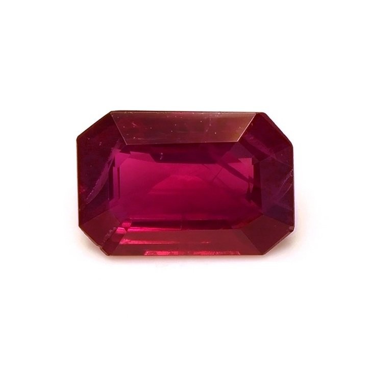 Burma (Myanmar) Emerald Cut Red Ruby 18K Yellow Gold Pendant 0.52CT