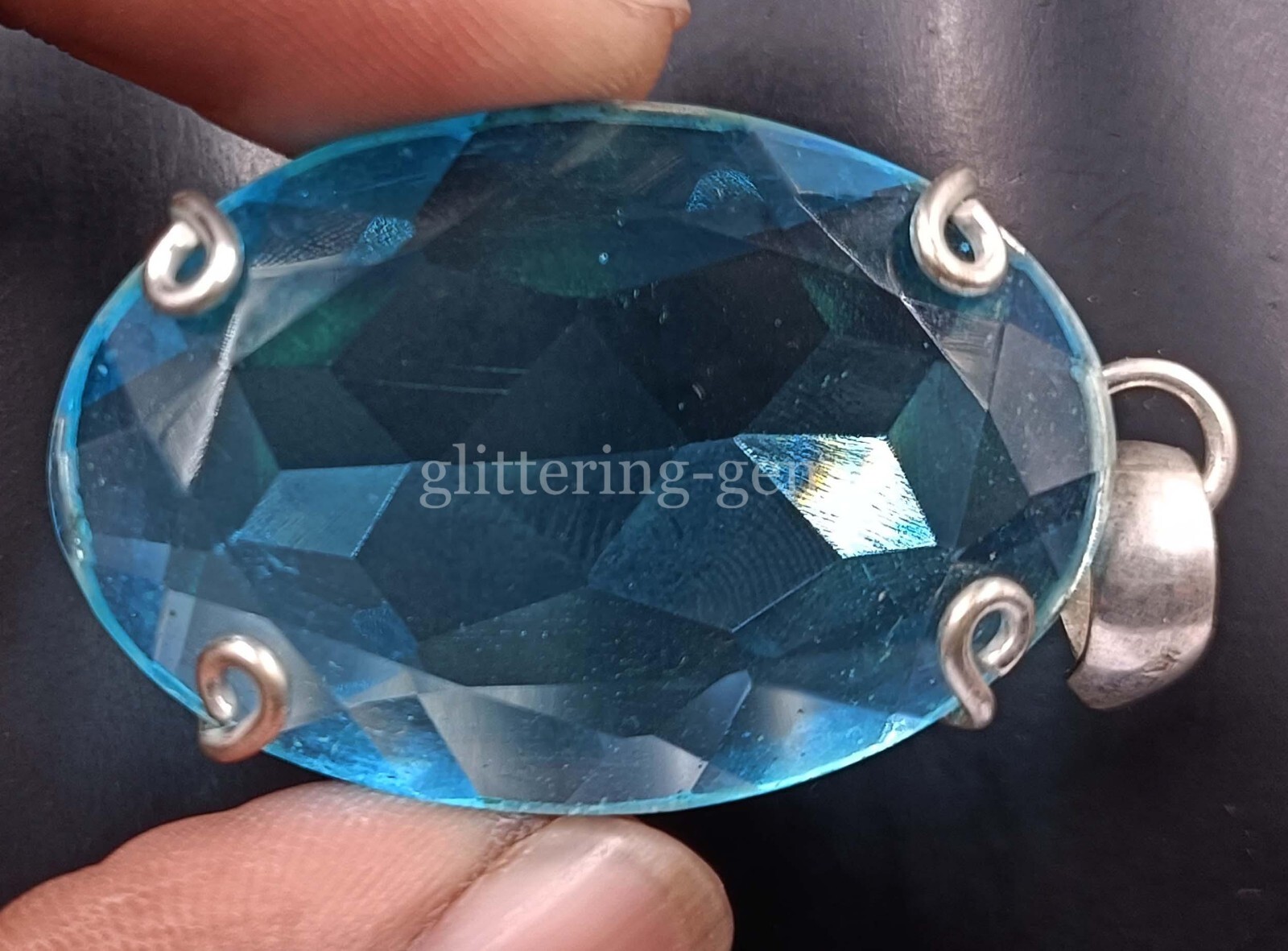 IGL 67.5 Ct Oval Cut Blue Topaz Natural 925 Silver Pendant Gemstone 25A