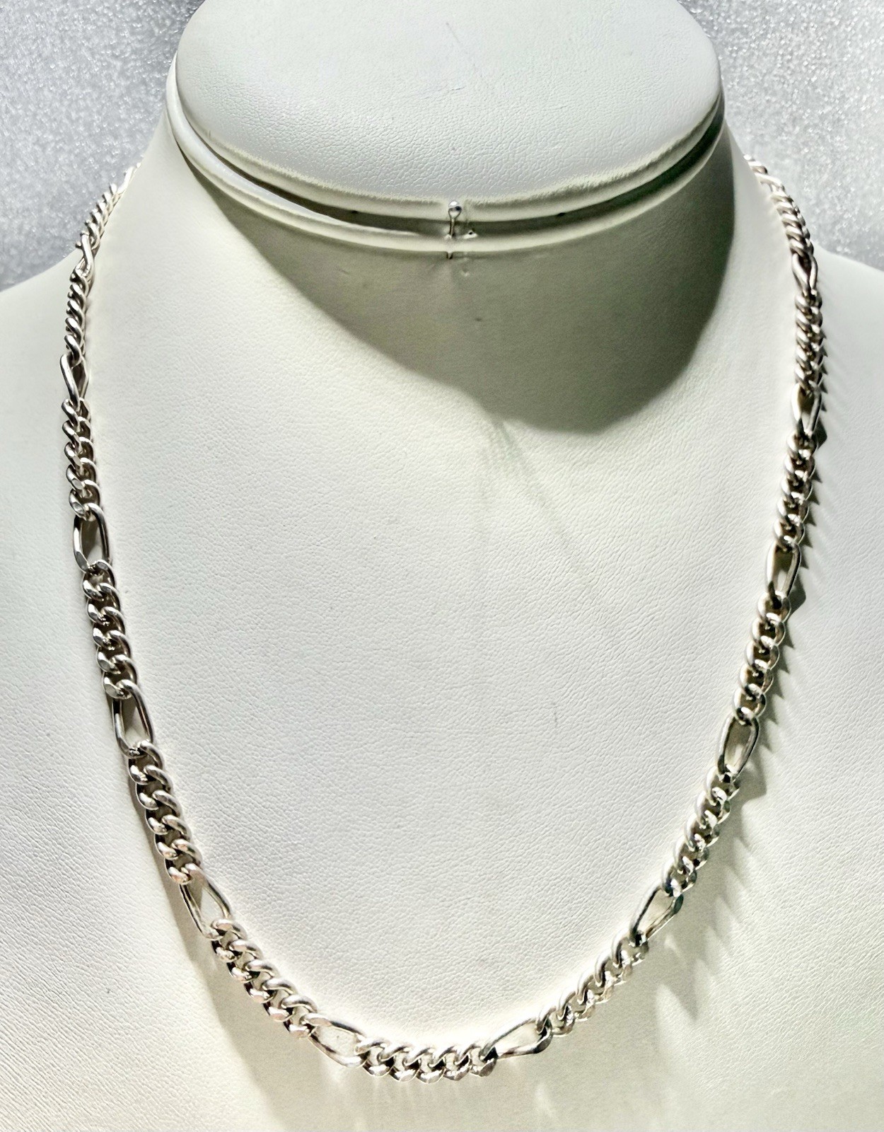 Vintage 925 Sterling Silver 18” FIGARO Chain With S Hook Clasp 19.85g