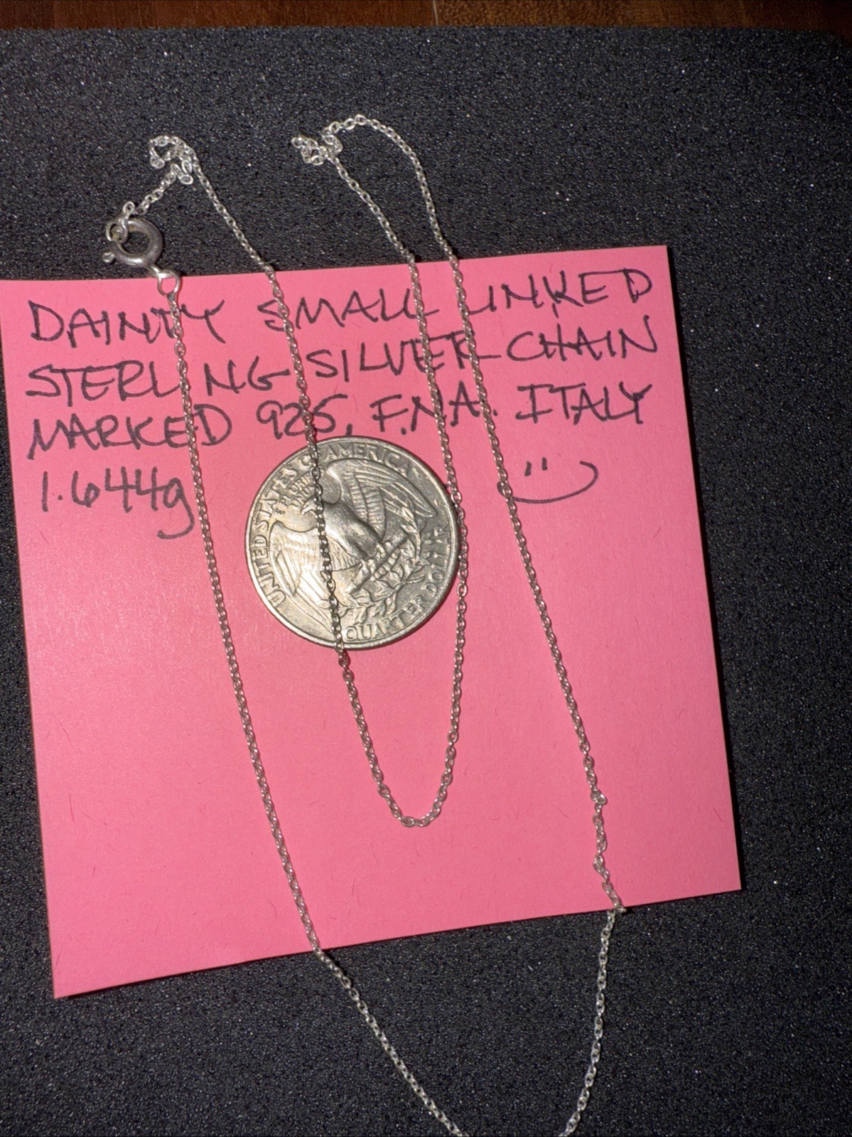 Dainty Small Linked Sterling Silver Chain 20” Marked 925, F.N.A., Italy 1.644g.