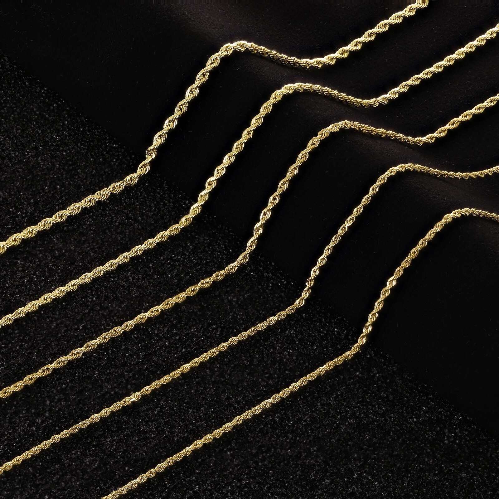 14k Yellow Gold Solid Diamond Cut Rope Chain Necklace 16″-30″ 1.5mm to 12mm