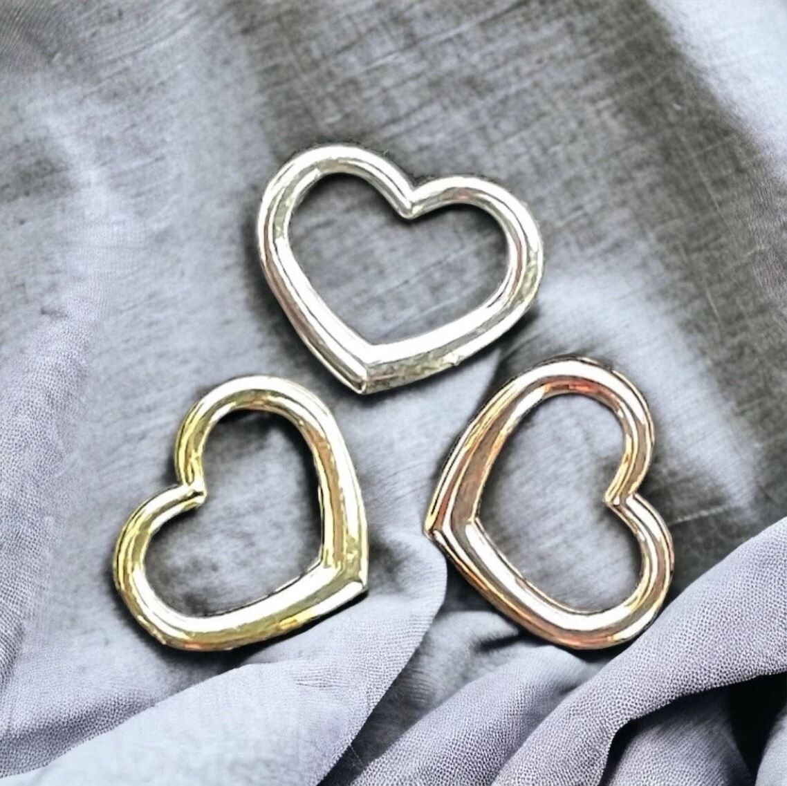 10K or 14K Yellow, Rose or White Solid Mini Floating Heart Slide Charm Pendant
