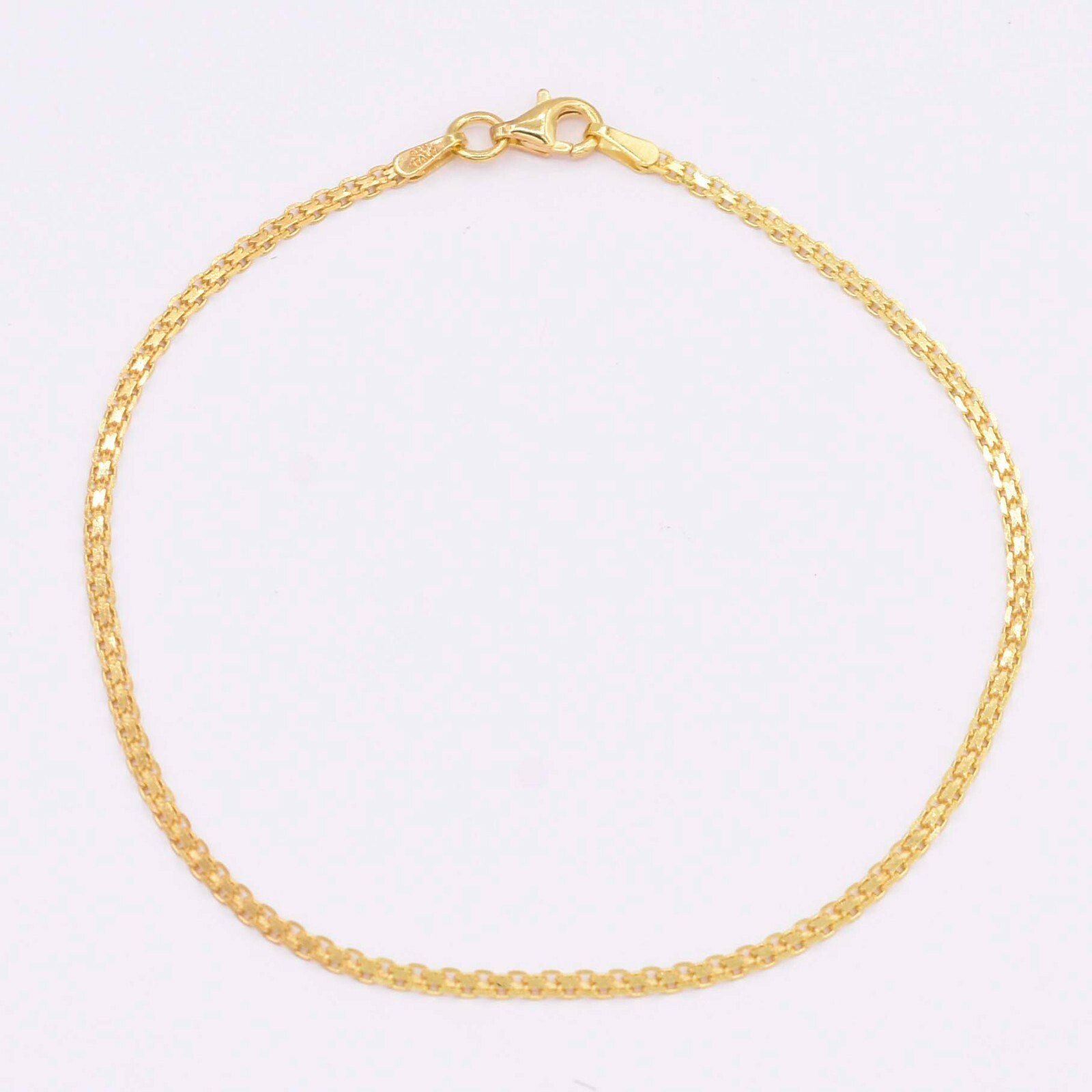1.8mm Bismark Bizmark Chain Necklace 14K Yellow Gold Plated Silver 925 ITALY